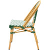 nylon empilable chaise bistrot aluminium rotin tressage blanc vert profil gauche