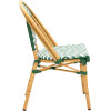 tressage bistrot aluminium chaise rotin empilable blanc vert nylon profil droit