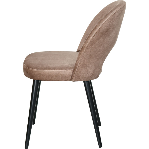 Chaise de restaurant Argancy en hetre massif revetement velours noisette interieur profil gauche