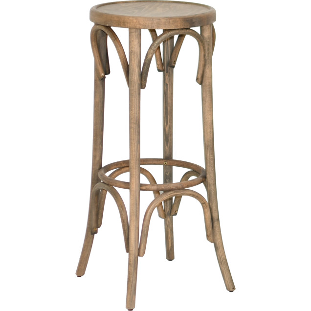 Tabouret rétro bistrot vintage en hêtre bois courbé pour un intérieur de bar élégant