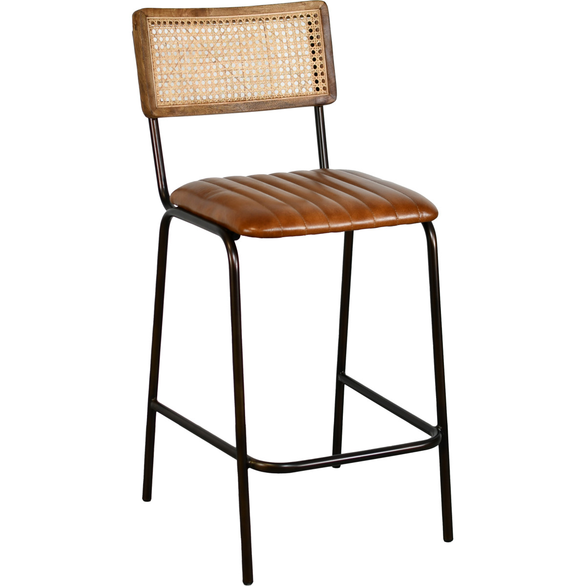 Tabouret FARINO 66 acier cuir 