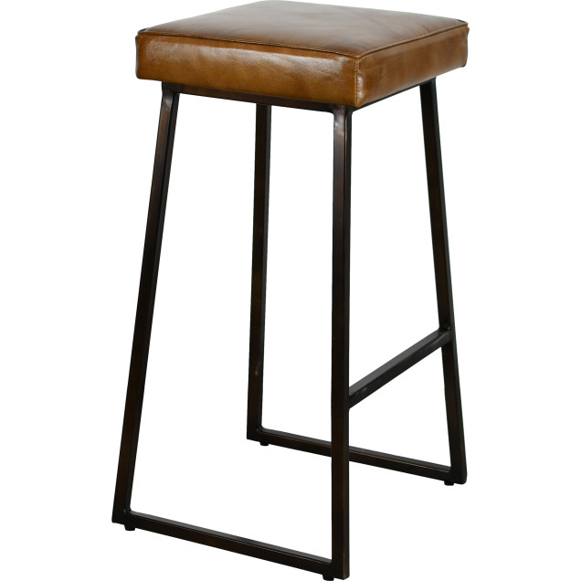 Tabouret DAMAZAN métal cuir 