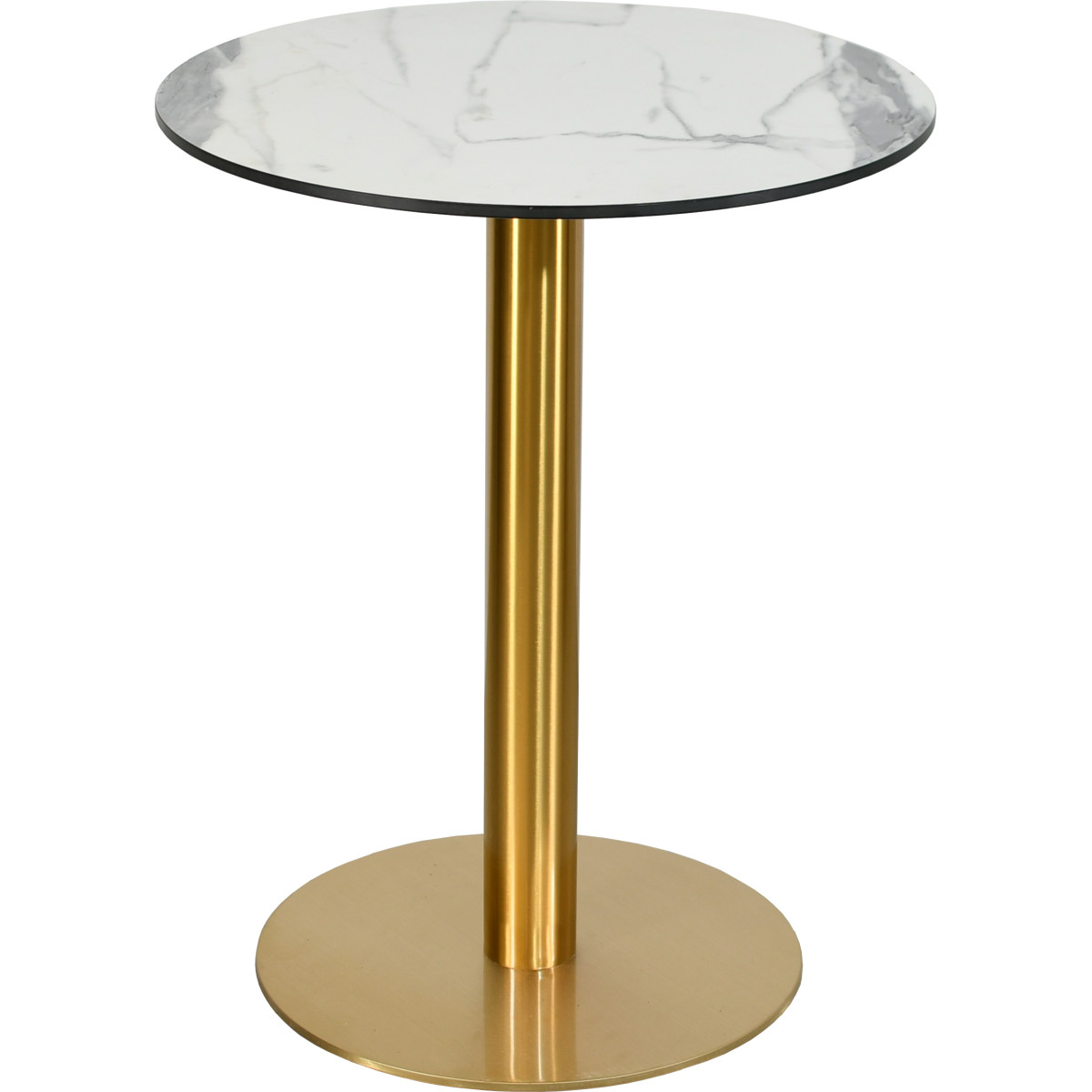 Table ronde Ø60cm dorée compact décor pierre