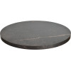 Table ronde Ø60cm décor minéral fonte acier central noire