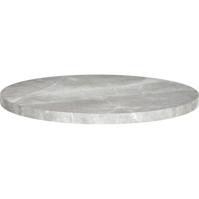 Table ronde Ø60cm décor minéral fonte acier central noire